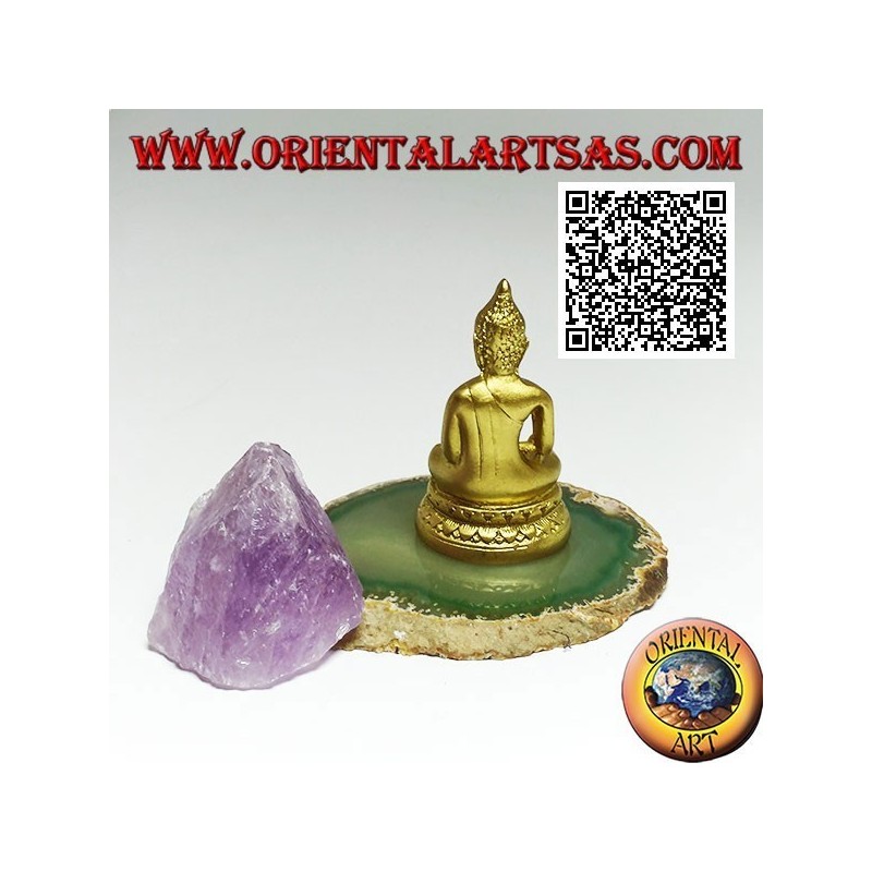 Buddha sculpture "Bhumisparsha Mudra - Subduing the demon Mara" in resin (golden) 6 cm