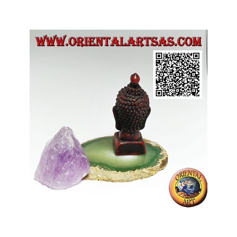 Testa di Buddha (colui che si è illuminato/risvegliato alla realtà ultima) in resina, color noce da 7,5 cm