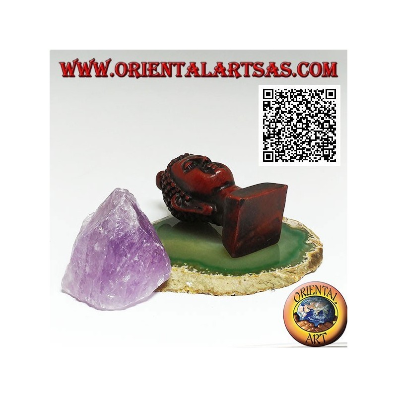 Kopf Buddhas (derjenige, der zur ultimativen Realität erleuchtet / erweckt wird) in Harz, 7,5 cm Walnussfarbe