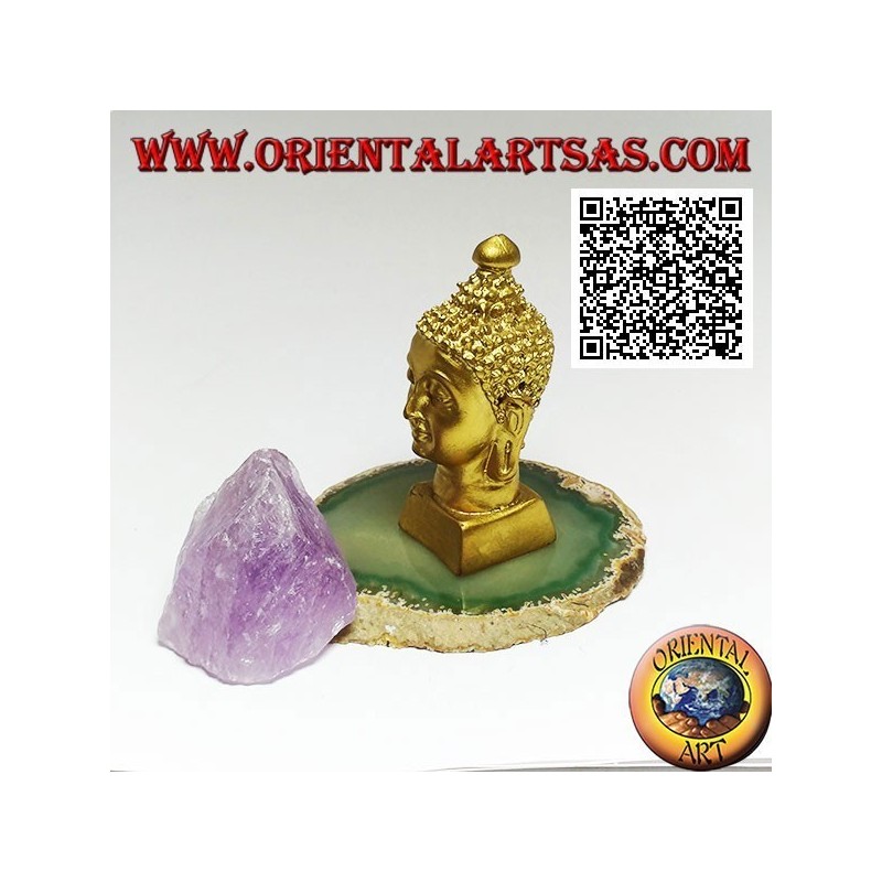 Head of Buddha (he who is enlightened / awakened to the ultimate reality) in resin, 7.5 cm gilded