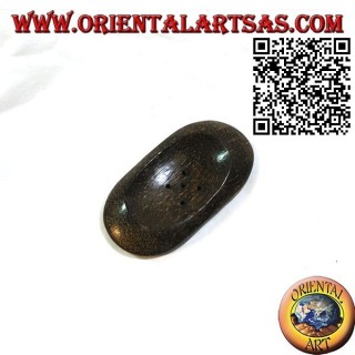 Portasapone ovale in stile orientale in legno di cocco