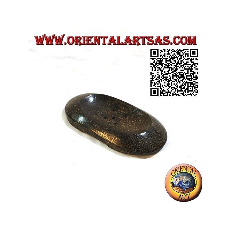 Porte-savon ovale de style oriental en bois de coco
