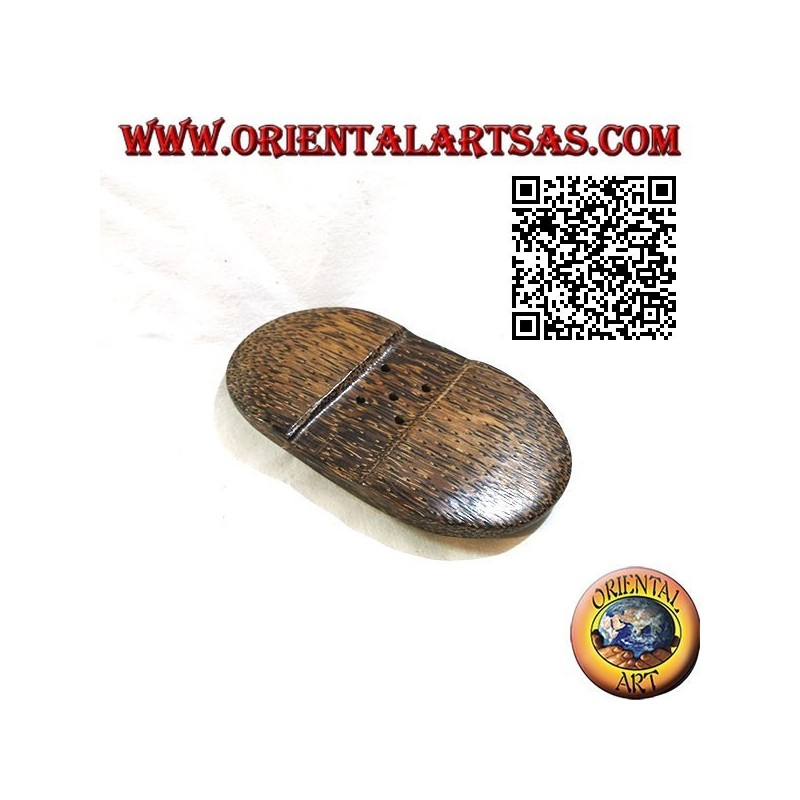Oriental style oval soap dish in coconut wood
