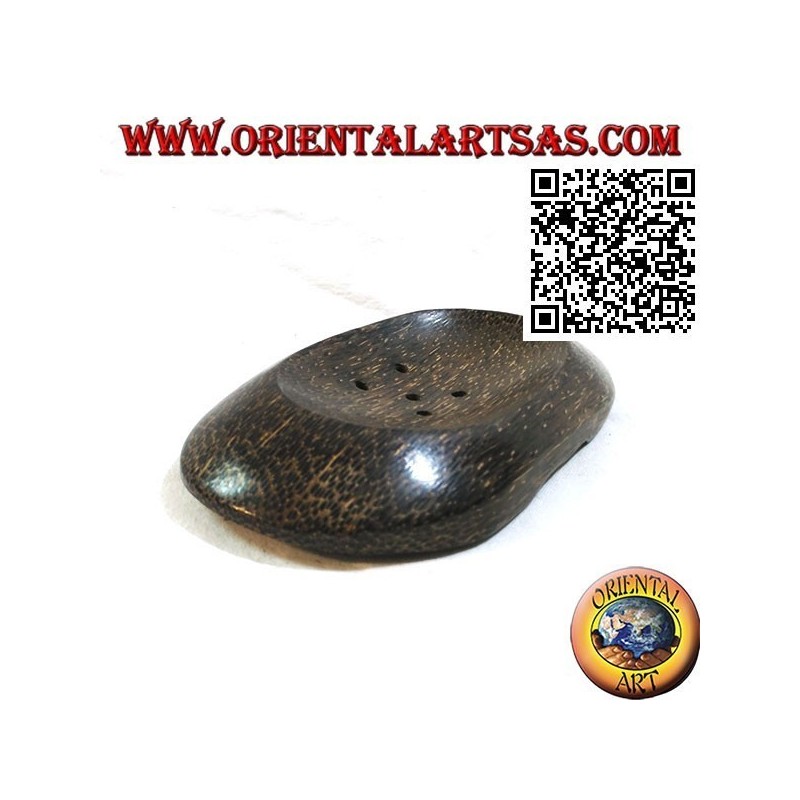 Oriental style oval soap dish in coconut wood