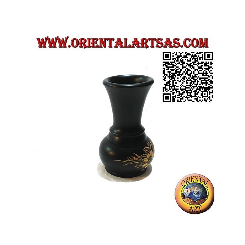 Ampullenblumenvase mit handgravierter Blume aus Mahagoniholz ​​von 15 cm