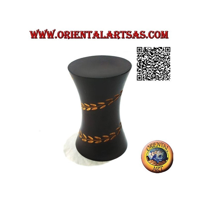 Konkave Zylinderblumenvase mit handgravierter Blumenlinie aus Mahagoniholz ​​von 15 cm