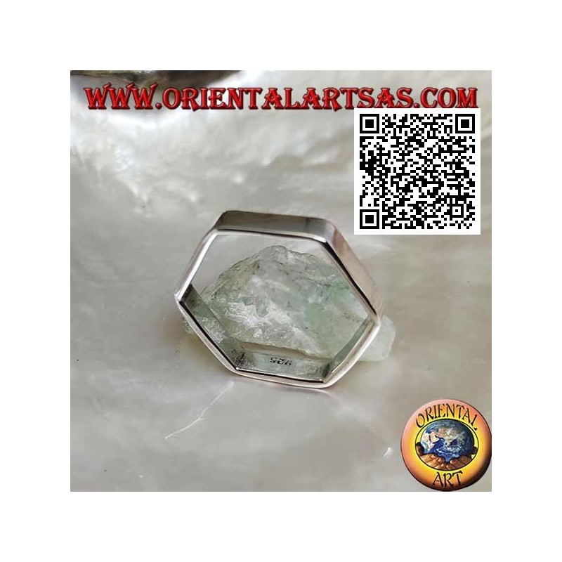 Smooth silver ring with hexagonal shape band