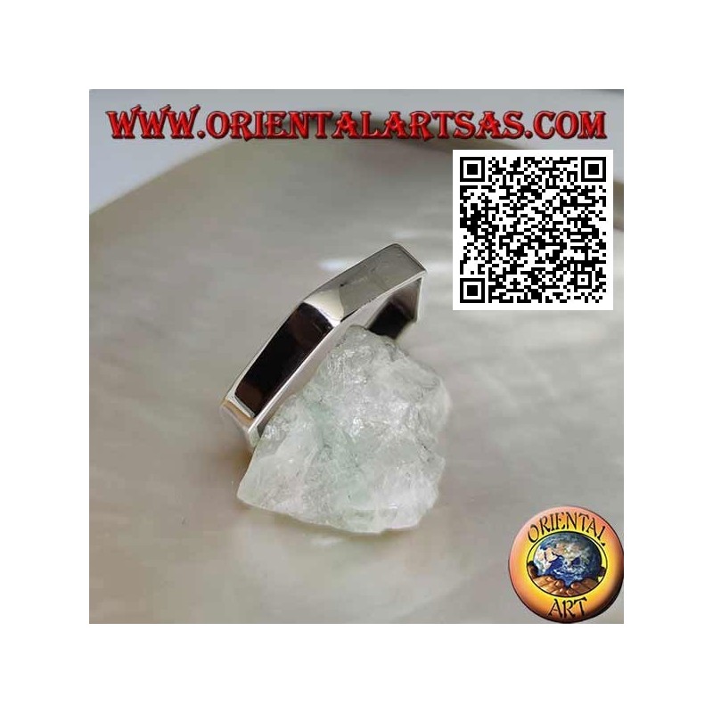 Anello in argento liscio a fascia di forma esagonale