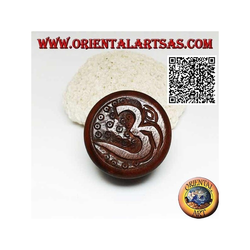 Grinder tritatabacco in legno di mogano con intagliato termine sanscrito induista Om "ॐ" da 5 cm Ø