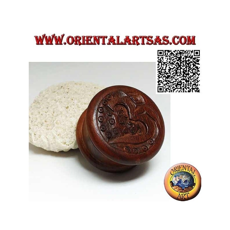 Grinder tritatabacco in legno di mogano con intagliato termine sanscrito induista Om "ॐ" da 5 cm Ø