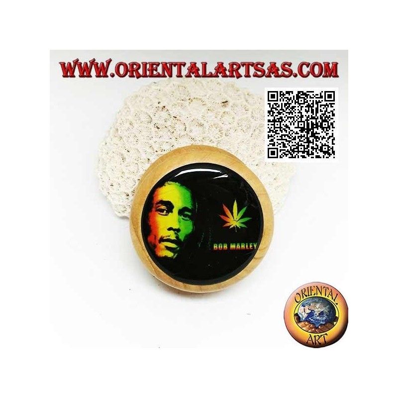 Moulin à tabac en bois de pin avec image de Bob Marley, 5 cm Ø (1)