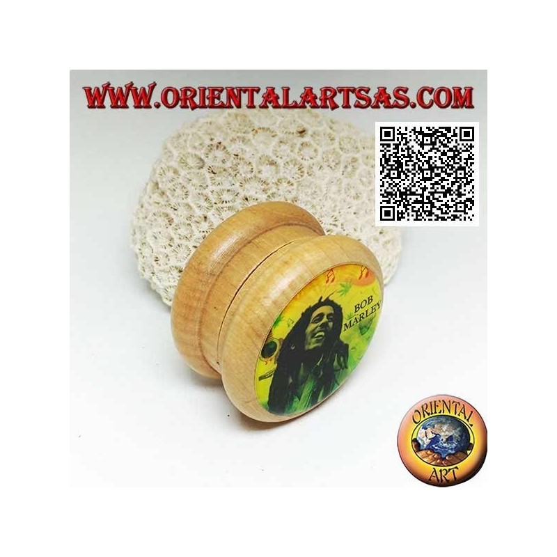 Molinillo de tabaco en madera de pino con imagen de Bob Marley, 5 cm Ø (2)