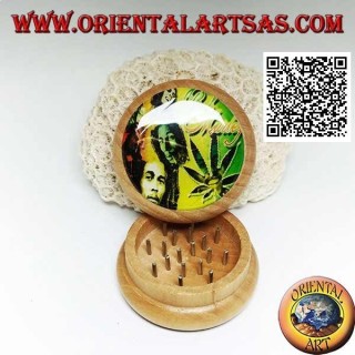 Grinder tritatabacco in legno di pino con immagine di Bob Marley, da 5 cm Ø (3)