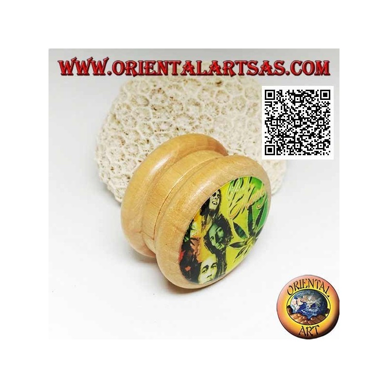 Moulin à tabac en bois de pin avec image de Bob Marley, 5 cm Ø (3)