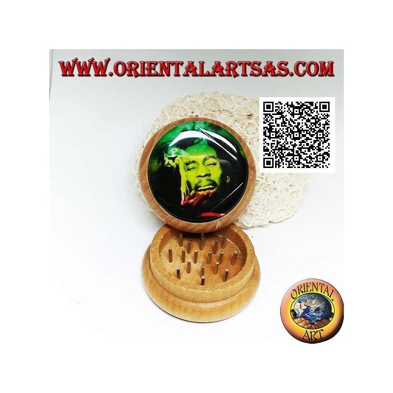 Grinder tritatabacco in legno di pino con immagine di Bob Marley, da 5 cm Ø (4)