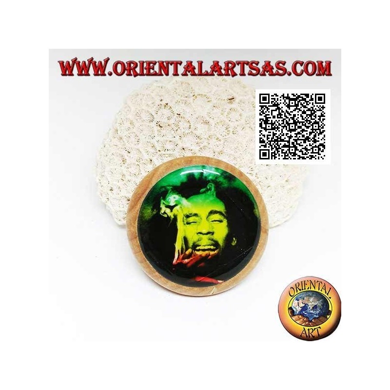 Molinillo de tabaco en madera de pino con imagen de Bob Marley, 5 cm Ø (4)