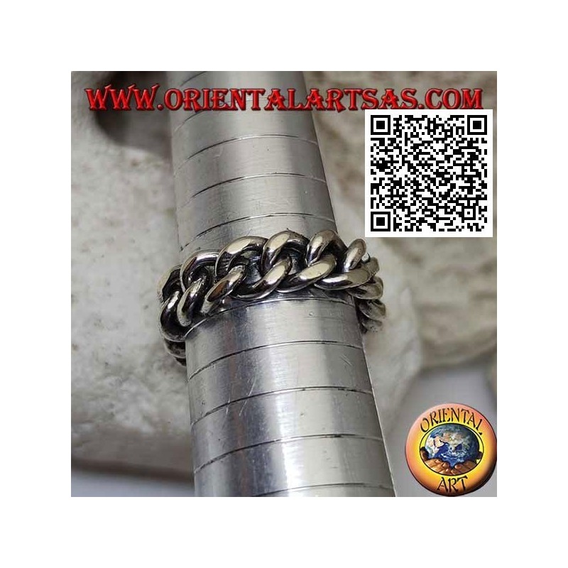 Anillo de plata de banda lisa de cadena suave clásica