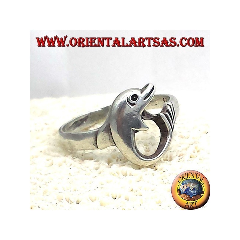 Dolphin ring rolled, silver