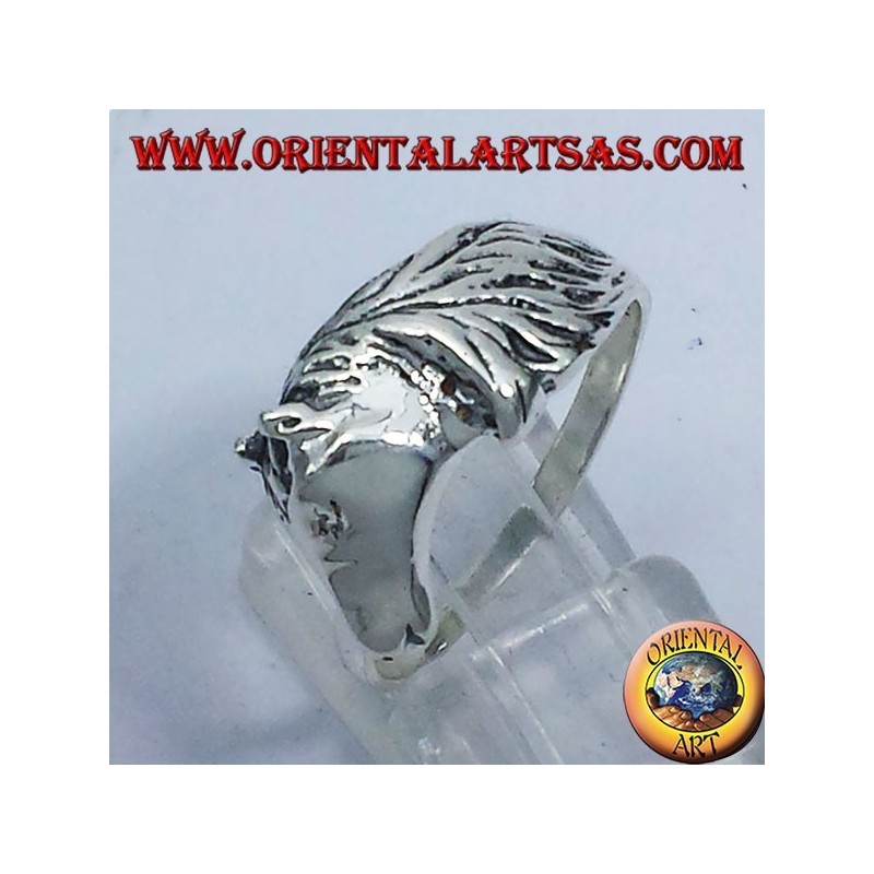 Ring Pferdekopf mit Mähne, Silber