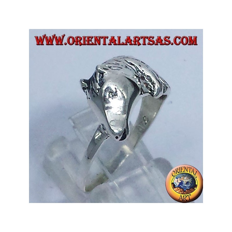 anello testa di cavallo con criniera, in argento