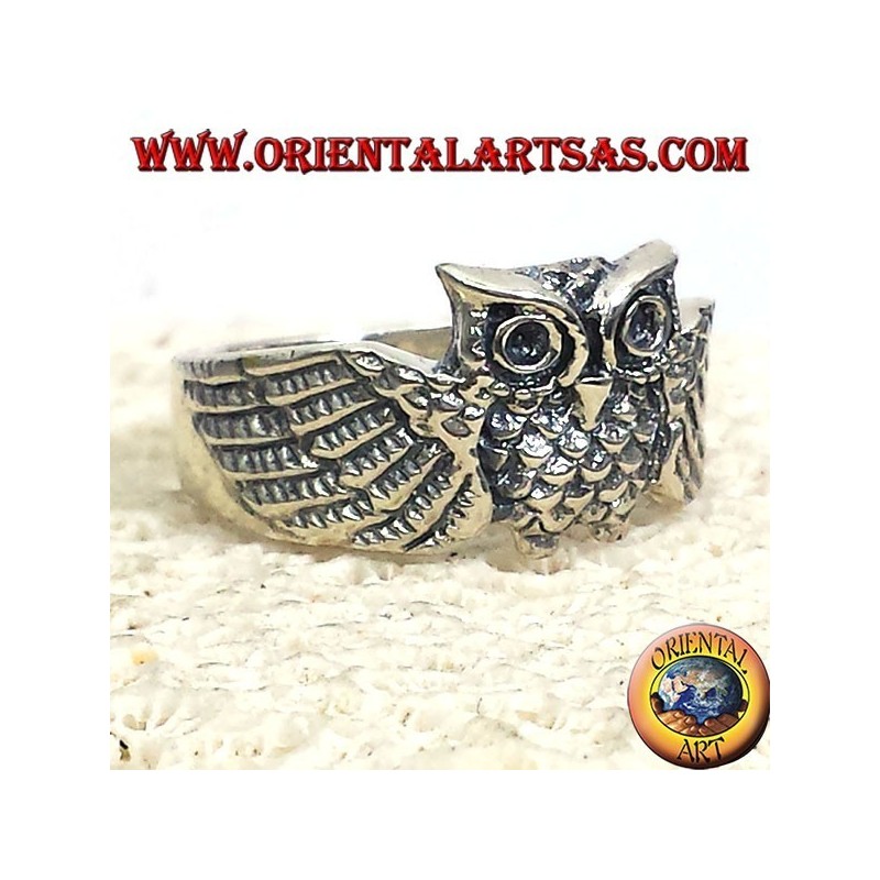 owl ring, silver