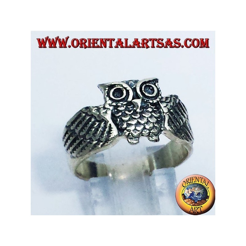 owl ring, silver
