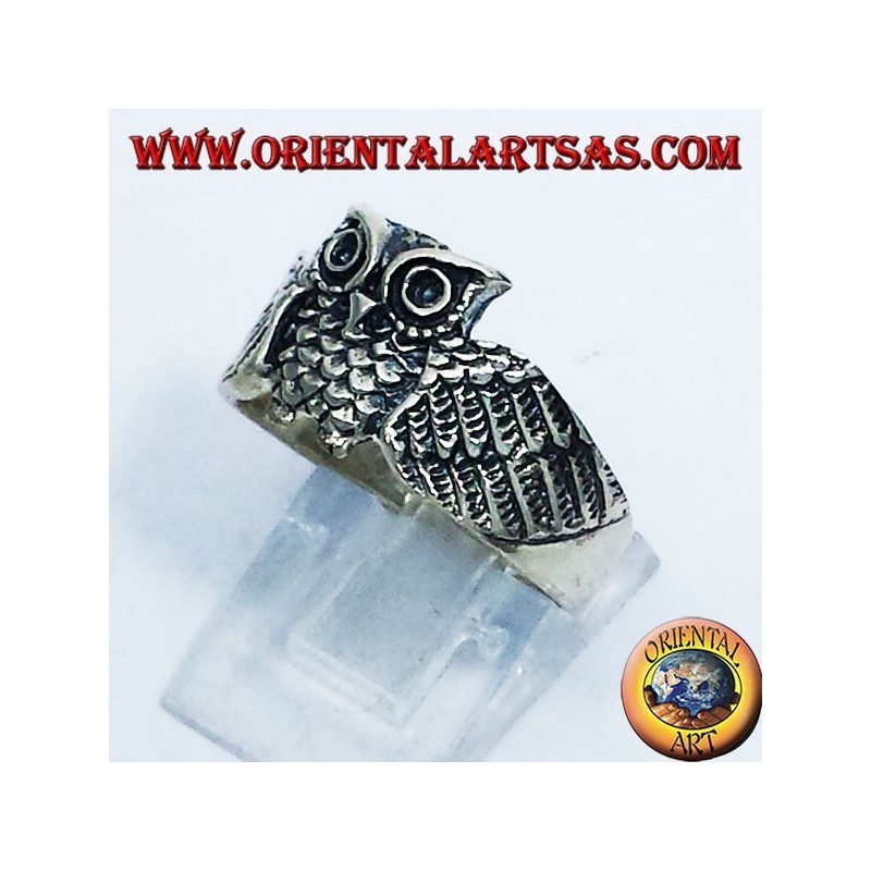 owl ring, silver