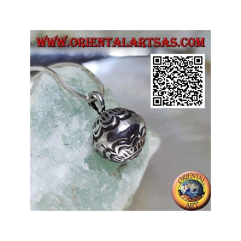 Ciondolo in argento "Chiama Angeli" piccolo con decorazioni incise, stile Karen