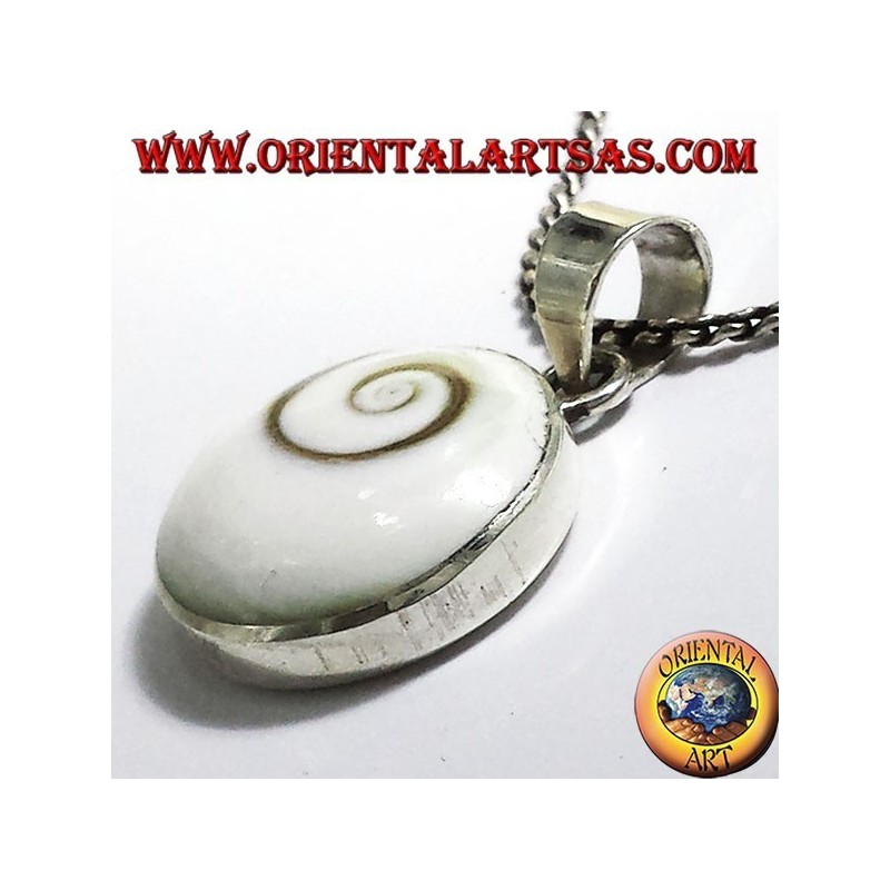pendant white spiral shell (Eye of Saint Lucia), 925 silver