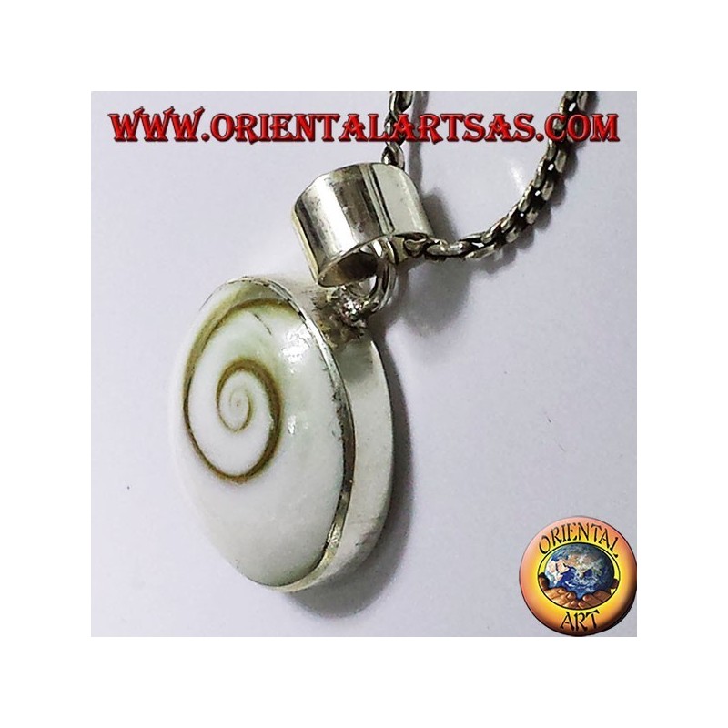 pendant white spiral shell (Eye of Saint Lucia), 925 silver