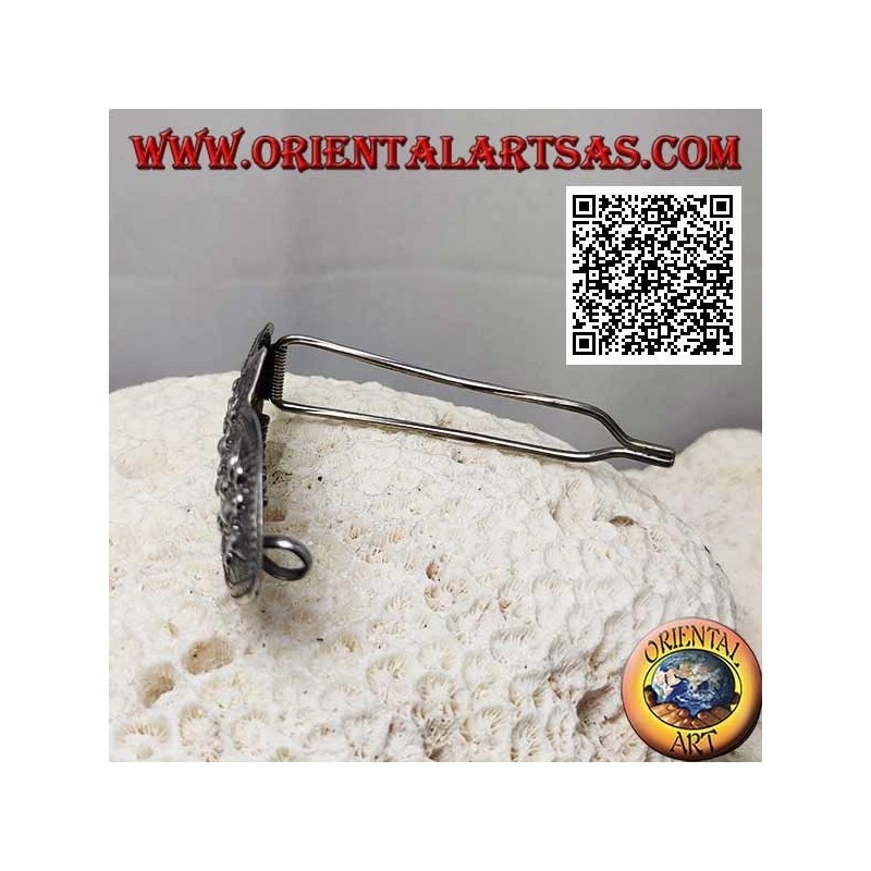 Pince à cheveux argentée ciselée à trois marguerites avec peigne et fermeture à pression (1 pointe)