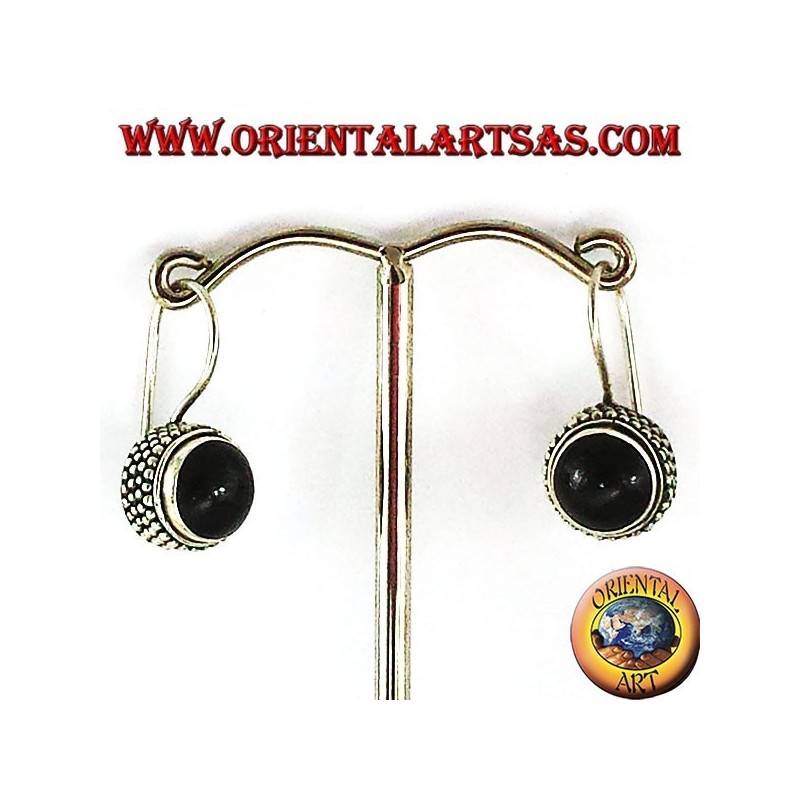 pendientes con jawi ronda de ónix, plata 925