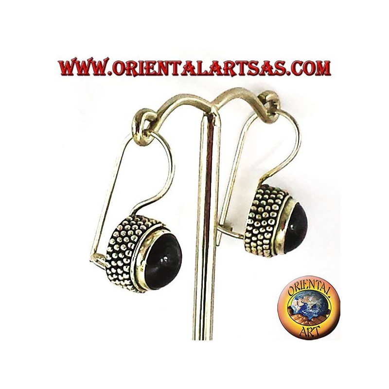 pendientes con jawi ronda de ónix, plata 925