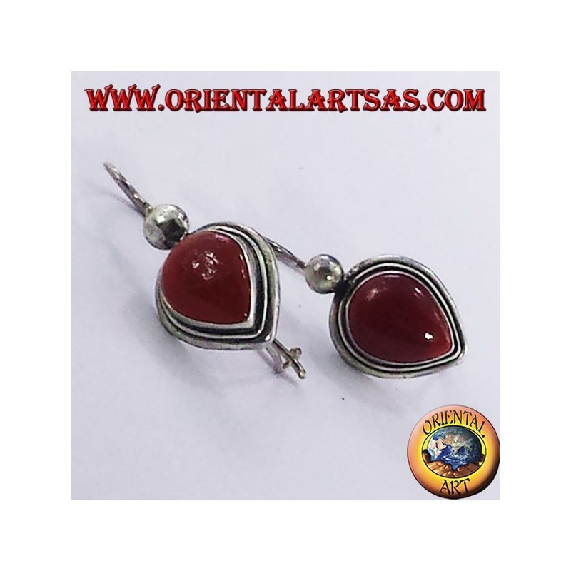 earring with carnelian drop, silver