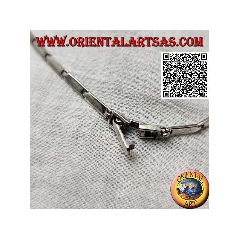 Necklace in 925 Collana silver semi-rigid choker with double row of natural and marcasite round rubies