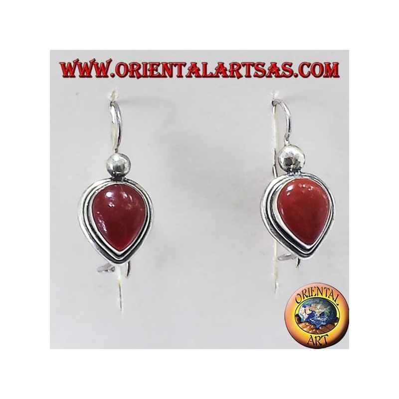 earring with carnelian drop, silver