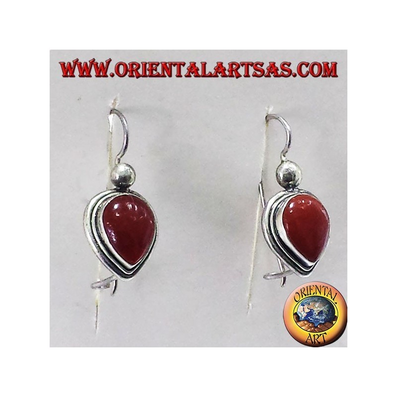 boucles d'oreille avec une chute cornaline, argent