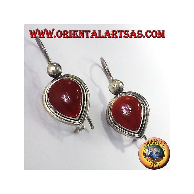 boucles d'oreille avec une chute cornaline, argent