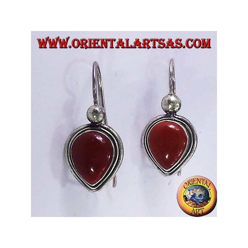 boucles d'oreille avec une chute cornaline, argent