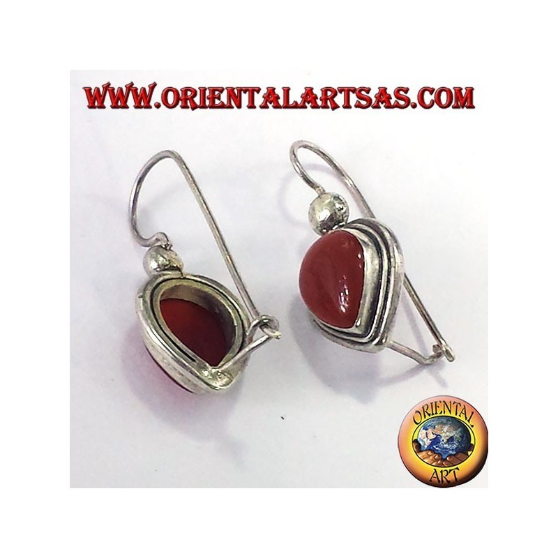 boucles d'oreille avec une chute cornaline, argent