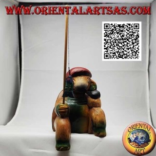 Monkfish with pipe and hand painted teak wood fishing rod