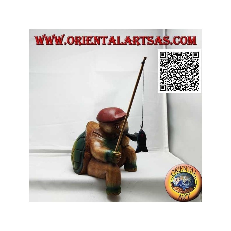 Monkfish with pipe and hand painted teak wood fishing rod