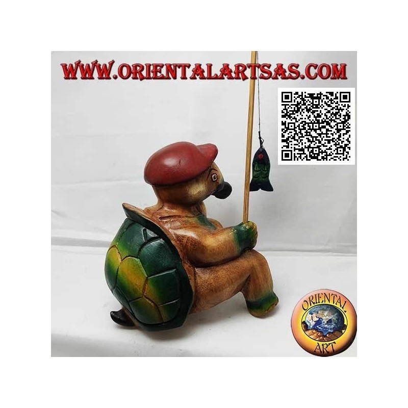 Monkfish with pipe and hand painted teak wood fishing rod