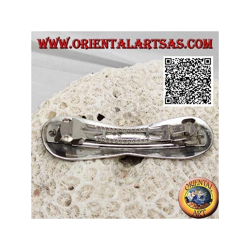 Glatte unendliche silberne Haarspange mit Seitenbindung und zentraler S-Linie (Metallklammer)