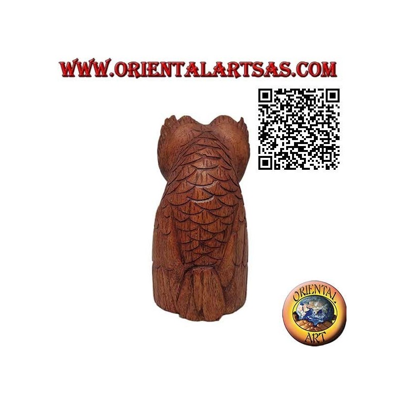 Scultura del saggio gufo seduto in legno di suar da 13 cm