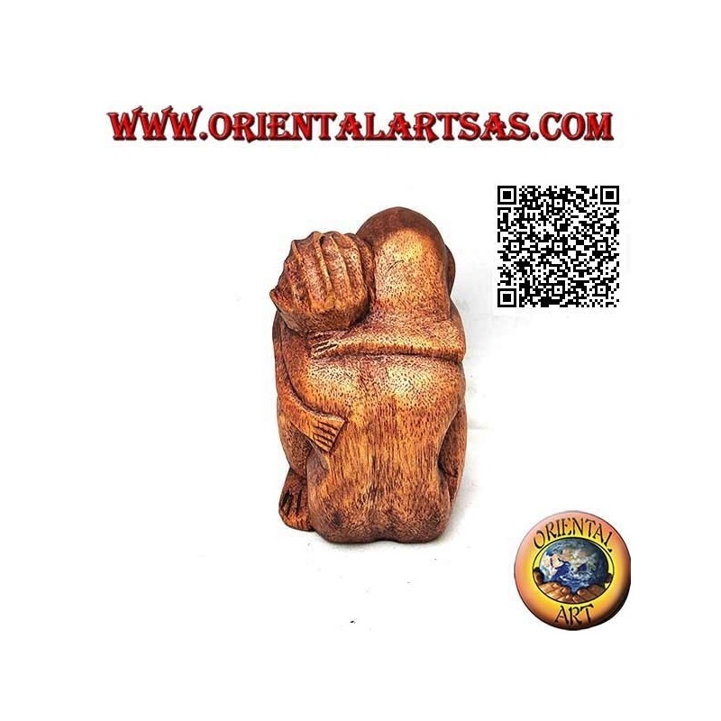 10 cm Skulptur eines Paares in einer tröstlichen Umarmung aus Suarholz