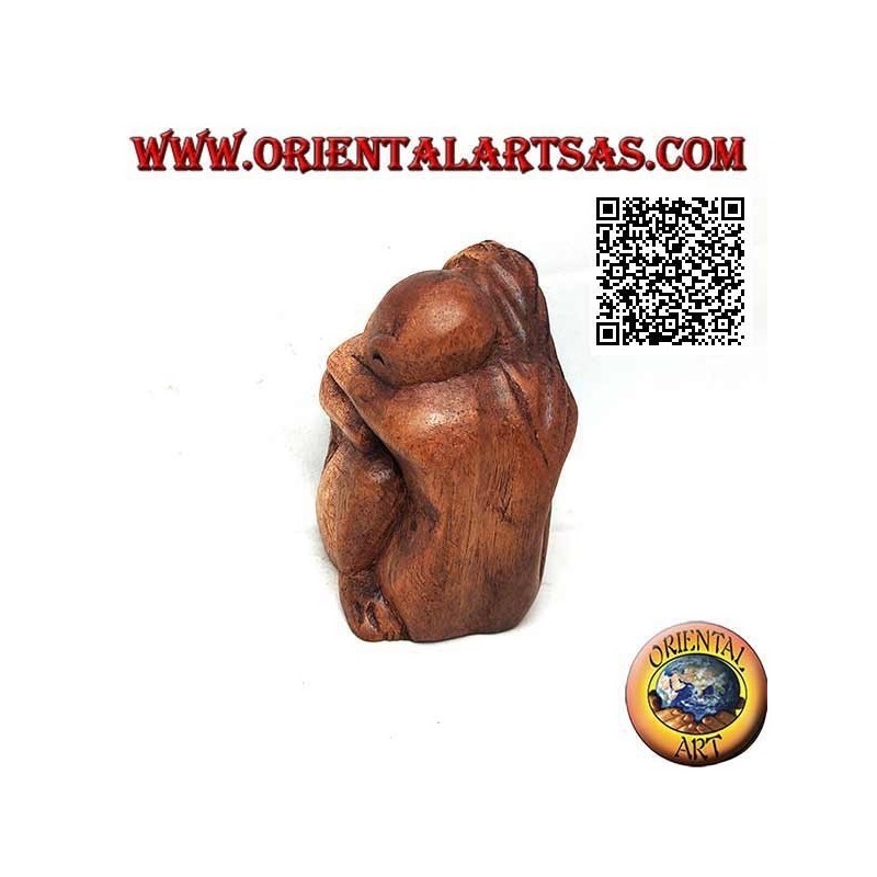 Sculpture d'un couple en étreinte réconfortante en bois de suar 10 cm