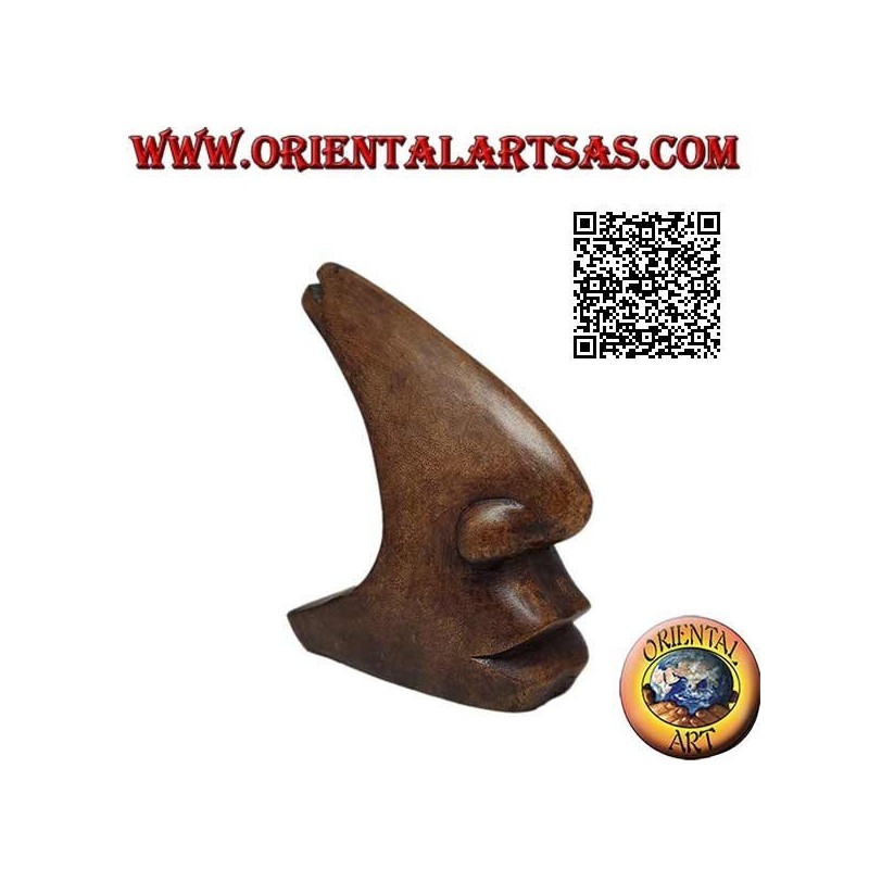 Escultura de perfil maxilofacial de estilo futurista, en madera de suar de 15 cm.