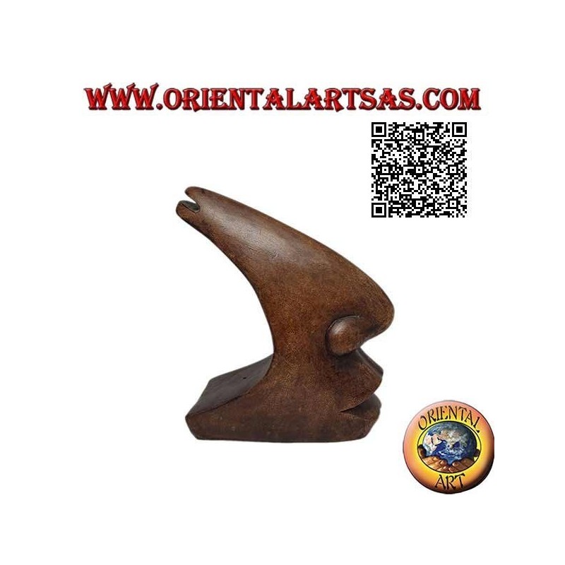 Sculpture du profil maxillo-facial dans un style futuriste, en bois de suar 15 cm