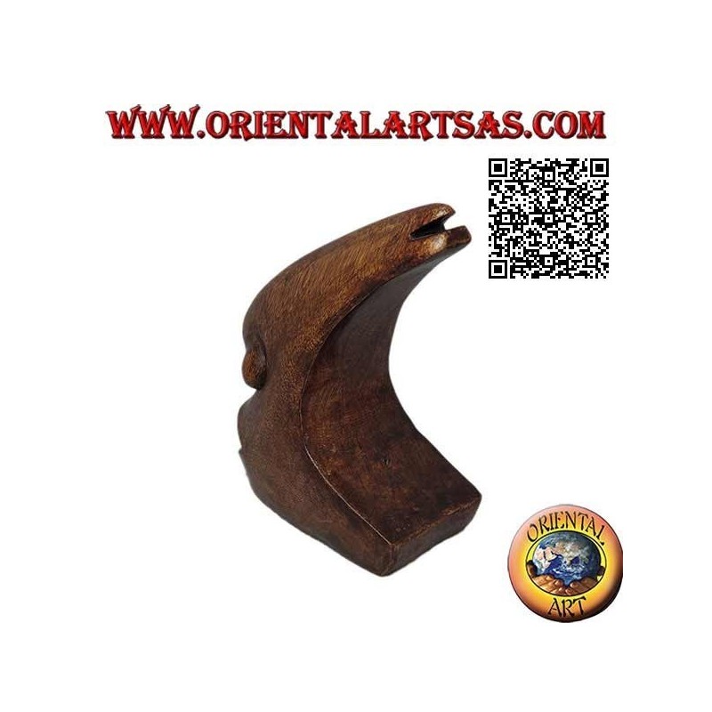 Escultura de perfil maxilofacial de estilo futurista, en madera de suar de 15 cm.